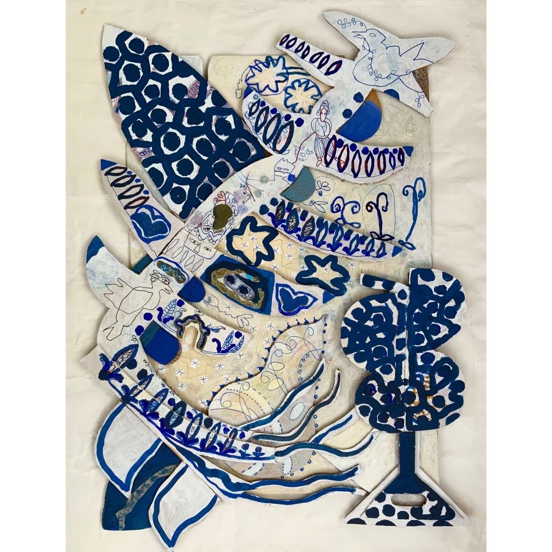 Tree of Life in Blue, Acrylic on cardboard 120x88, 2024