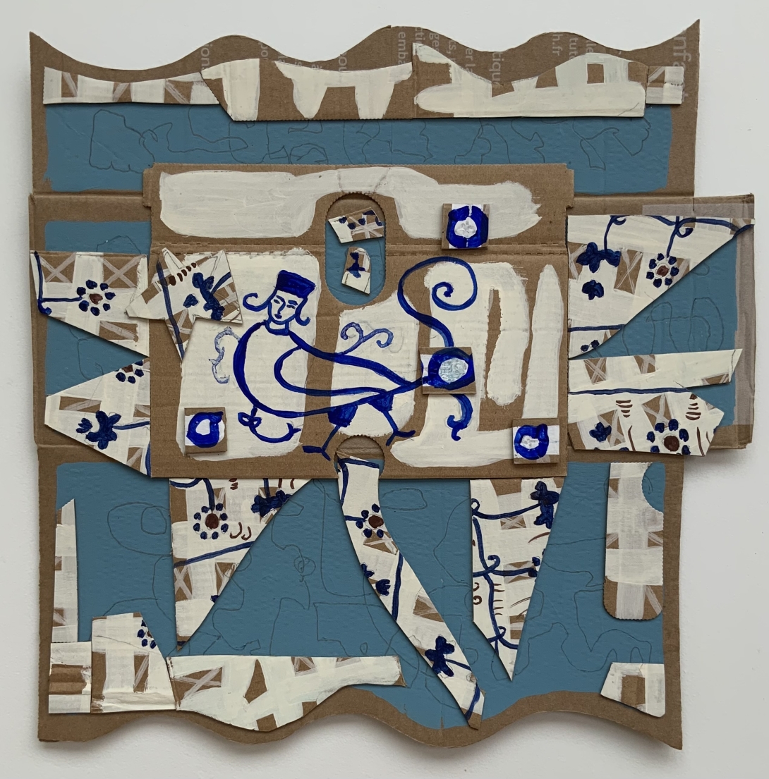 The Oriental Stroll, Acrylic on cardboard 38x38, 2024
